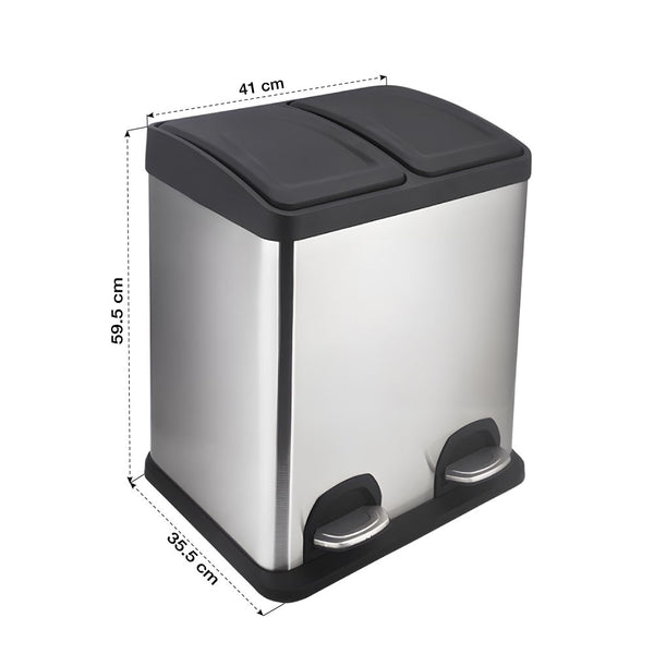 POUBELLE À PEDALES DOUBLE COMPARTIMENT 2 X 20L (3)