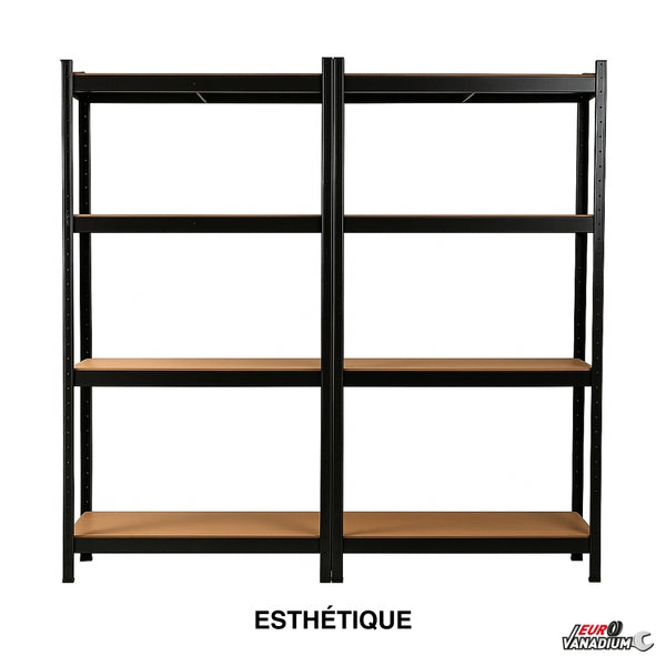ETAGERE METAL CHARGES LOURDES DOUBLE MODULABLE L210xP40xH150 CM NOIR