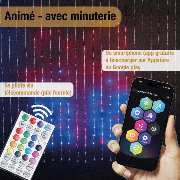 RIDEAU LUMINEUX RGB 400 LED 2X2M AVEC APPLICATION MOBILE (2)