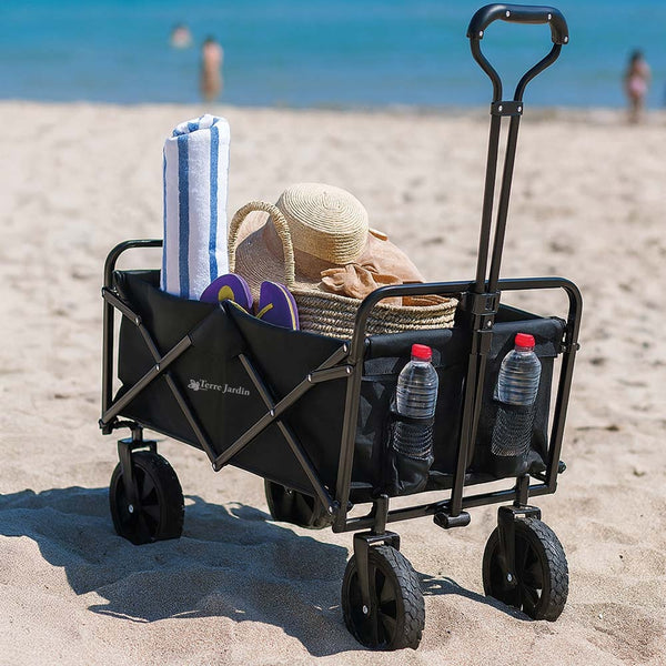 CHARIOT DE TRANSPORT PLIABLE NOIR 80KG 90L 100x50,5x99CM (3)