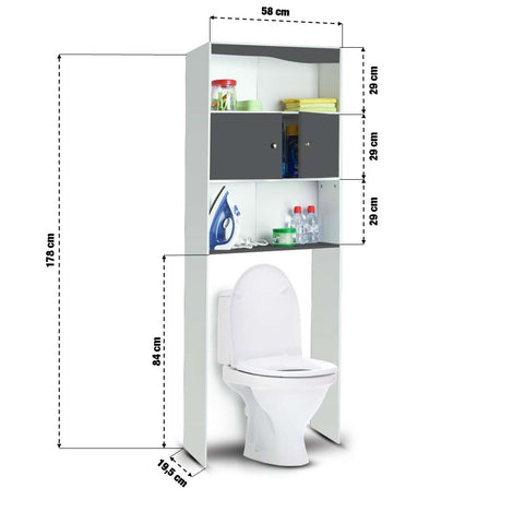 MEUBLE ÉTAGÈRE WC 2 PORTES GRIS (1)