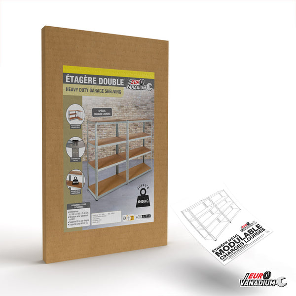 ÉTAGÈRE MÉTAL CHARGES LOURDES DOUBLE (2)