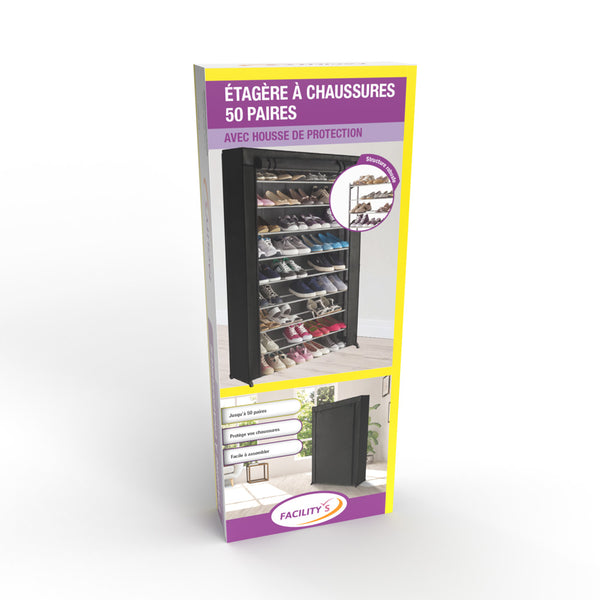 ÉTAGÈRE À CHAUSSURES 50 PAIRES AVEC HOUSSE (8)