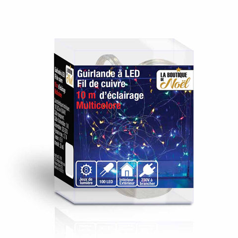 GUIRLANDE CUIVRE ÉLECTRIQUE (1) & GUIRLANDE CUIVRE 10M 100 LED MULTICOLORE