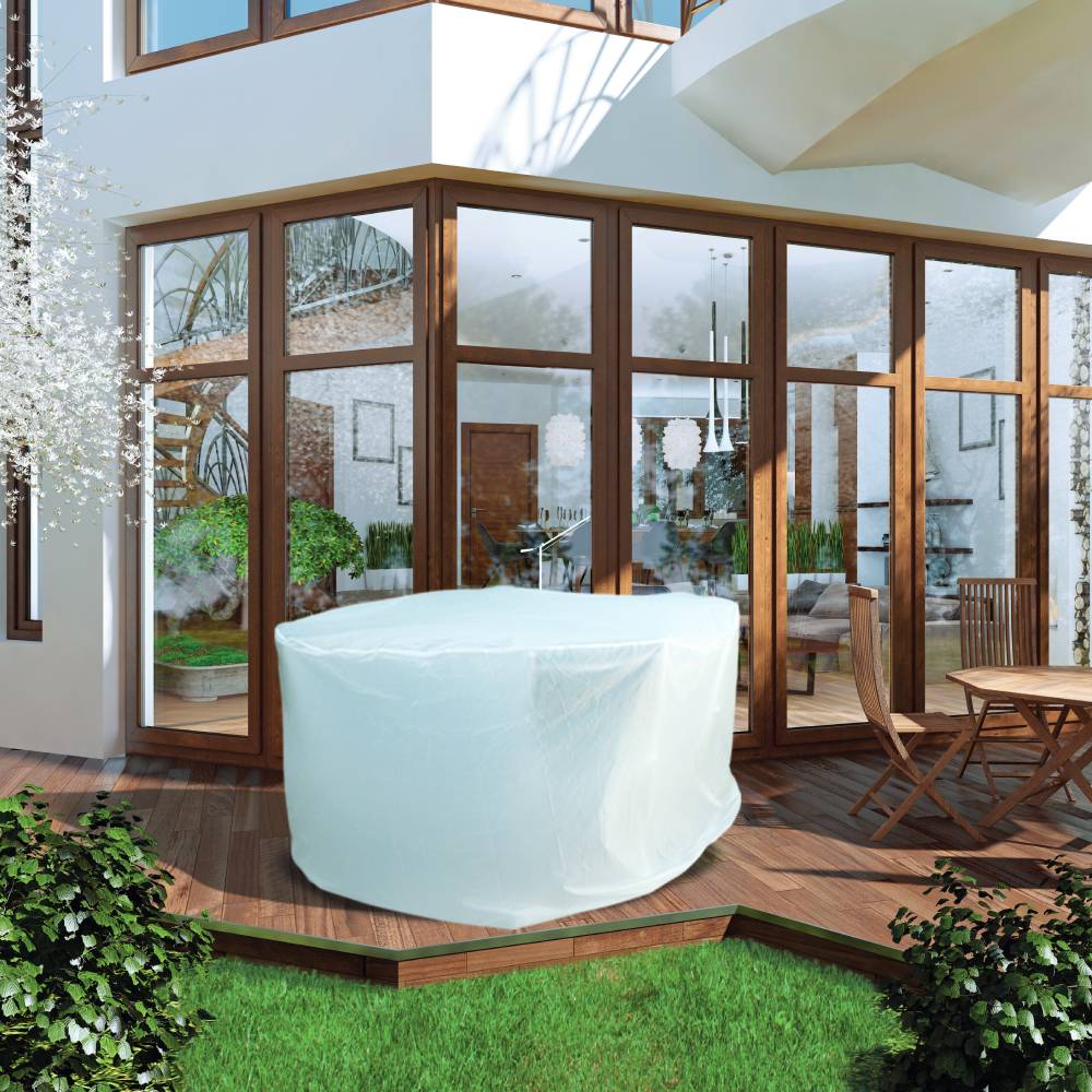 TERRE JARDIN - Housse de protection PVC table ronde de jardin - extérieur