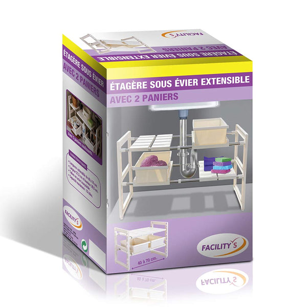 ETAGERE SOUS EVIER EXTENSIBLE AVEC 2 TIROIRS (1)