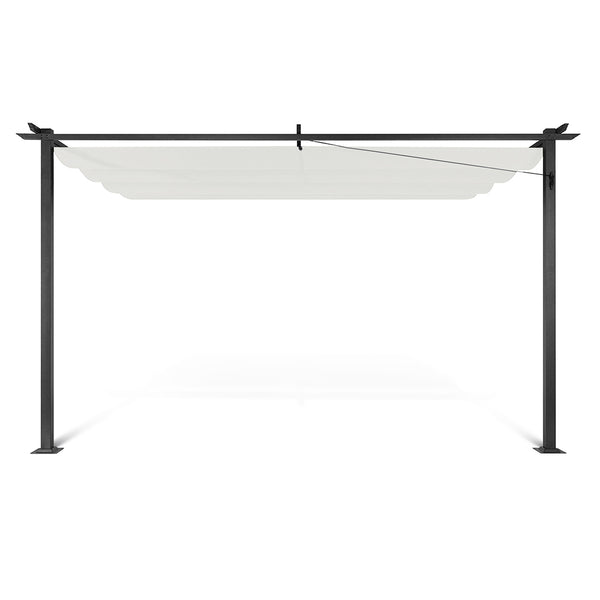 PERGOLA ADOSSÉE 3 X 4 M TOIT RÉTRACTABLE BEIGE (3)