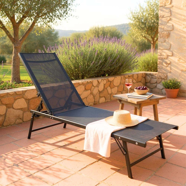 CHAISE LONGUE PLIABLE TEXTILENE NOIRE (9)
