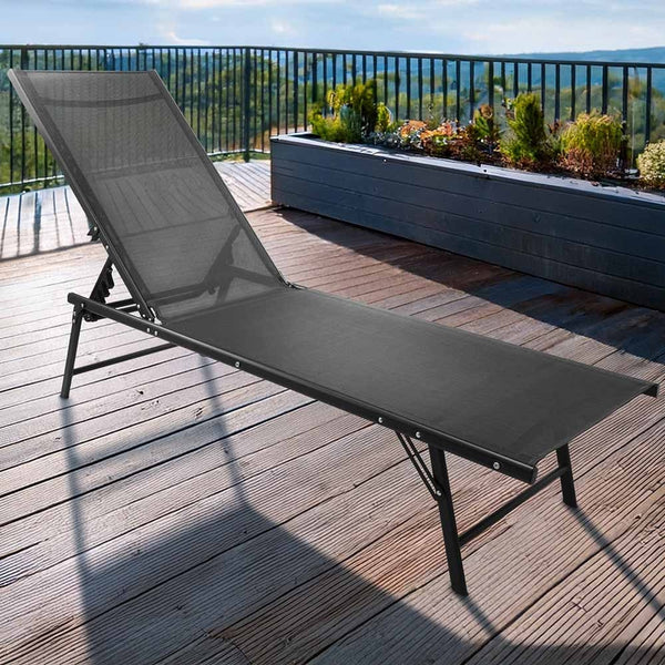 CHAISE LONGUE PLIABLE TEXTILENE NOIRE (7)