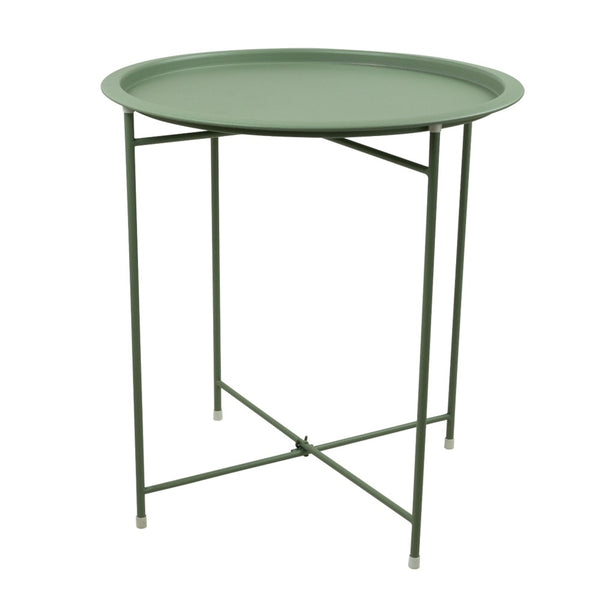 TABLE D'APPOINT RONDE PLIANTE VERTE EN MÉTAL