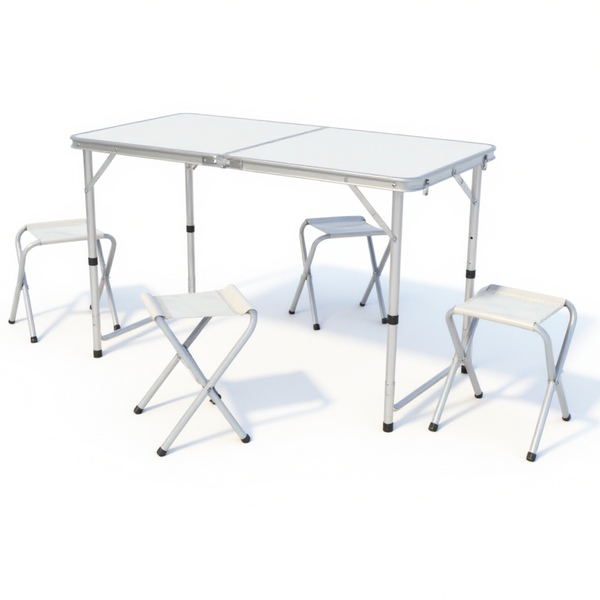 TABLE DE CAMPING PLIABLE AVEC 4 TABOURETS