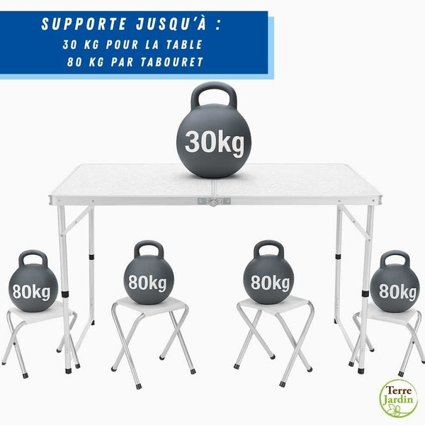 TABLE DE CAMPING PLIABLE AVEC 4 TABOURETS (1)