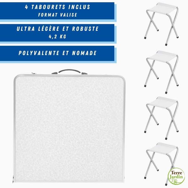 TABLE DE CAMPING PLIABLE AVEC 4 TABOURETS (2)