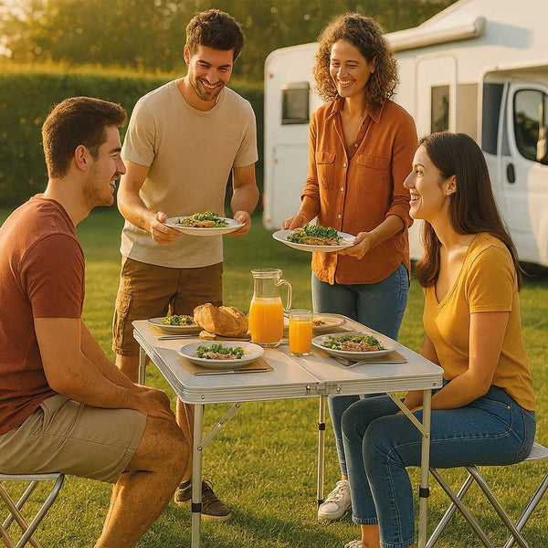 TABLE DE CAMPING PLIABLE AVEC 4 TABOURETS (4)