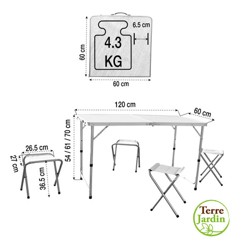 TABLE DE CAMPING PLIABLE AVEC 4 TABOURETS (1)