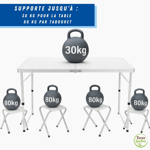 TABLE DE CAMPING PLIABLE AVEC 4 TABOURETS (3)