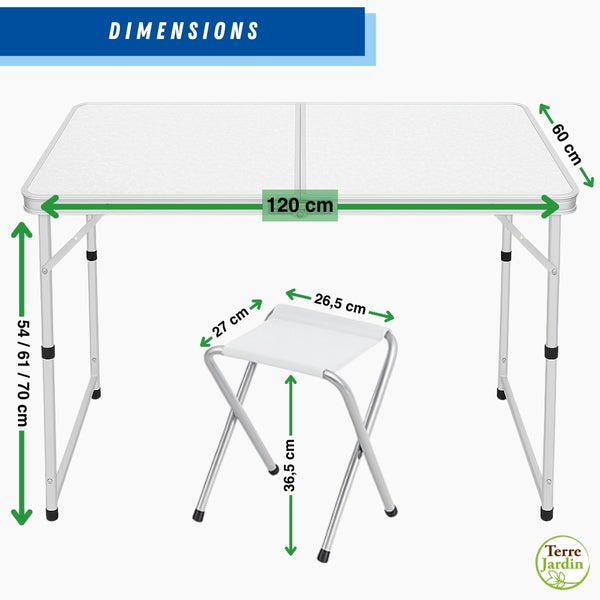 TABLE DE CAMPING PLIABLE AVEC 4 TABOURETS (2)