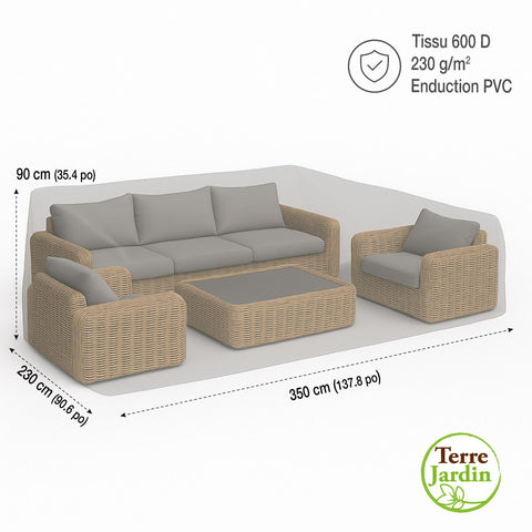 HOUSSE POLYESTER 600D ENDUIT PVC SALON DE JARDIN L350xl230xH90 CM (1)