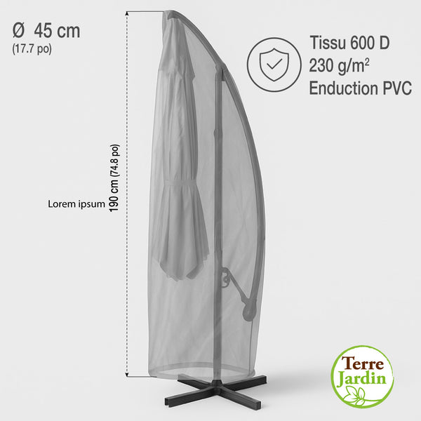 HOUSSE POLYESTER 600D ENDUIT PVC PARASOL DEPORTE DIAM45xH190 CM (2)