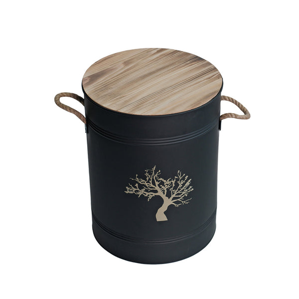 RESERVOIR A GRANULES ACIER NOIR SOPHORA Ø37x48CM, 51L AVEC PELLE (4)