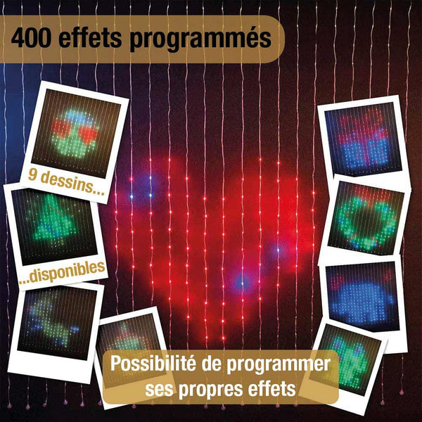 RIDEAU  LUMINEUX RGB 400 LED 2X2M AVEC APPLICATION MOBILE (3)