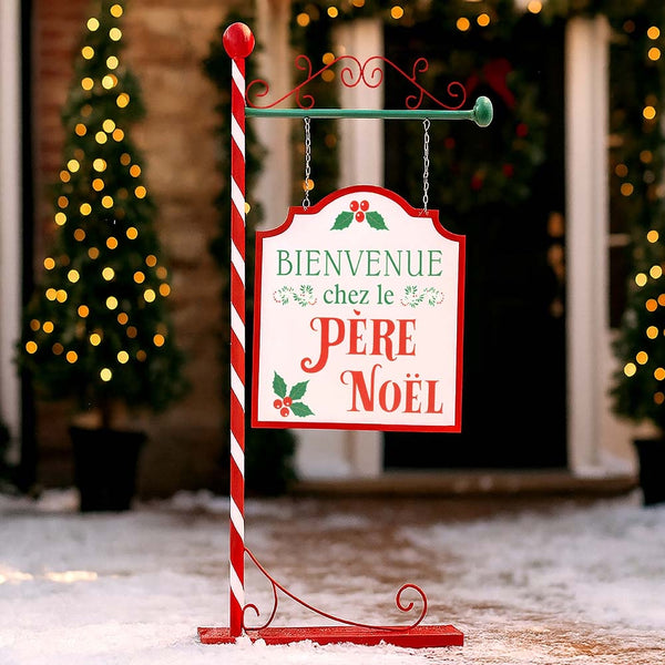 PANCARTE METAL BIENVENUE CHEZ LE PERE NOEL H105,5 (3)