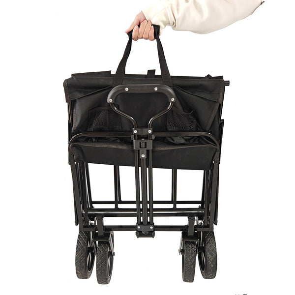 CHARIOT DE TRANSPORT PLIABLE NOIR 80KG 90L 100x50,5x99CM (1)