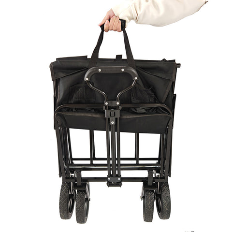 CHARIOT DE TRANSPORT PLIABLE NOIR 80KG 90L 100x50,5x99CM (1)