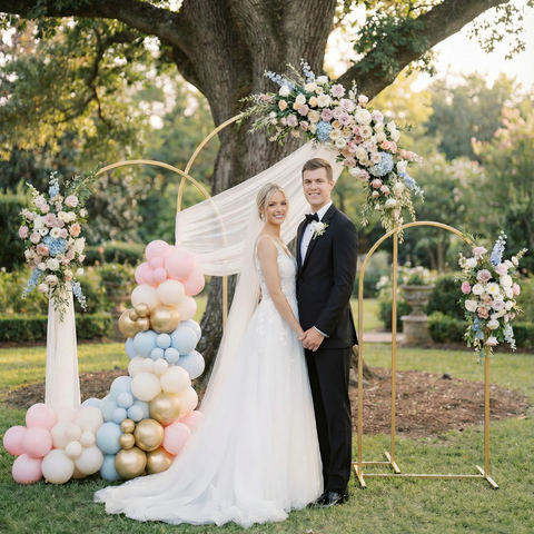 ARCHES DE MARIAGE METAL OR  HAUTEURS 220 180 140 CM X3 (1)