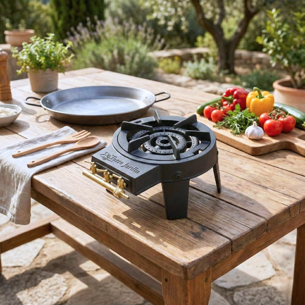RECHAUD A GAZ EN FONTE 3 FEUX 4 PIEDS 9,5 KW GAZTIVAL PRO (8)