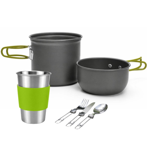 POPOTE DE CAMPING KIT CASSEROLES ALUMINIUM ET RECHAUD 12 PIECES TRAILGAZ PAN (2)