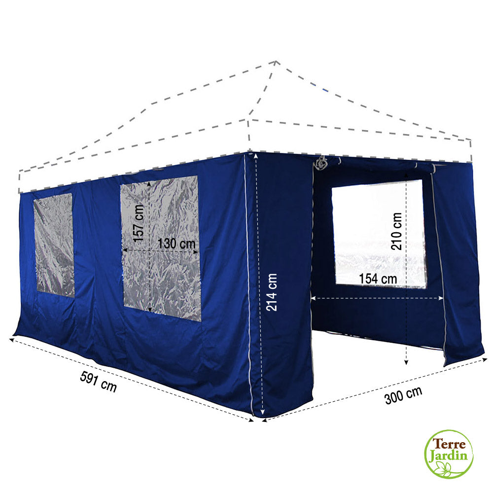 dimensions tente MURS TENTE PLIANTE PRO 3 X 6 M