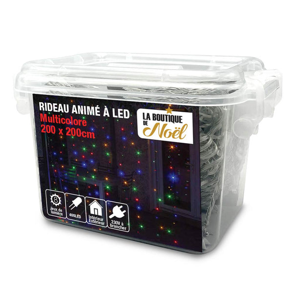 RIDEAU LUMINEUX ÉLECTRIQUE (7) & RIDEAU LUMINEUX 200 X 200 CM - 400 LED MULTICOLORE