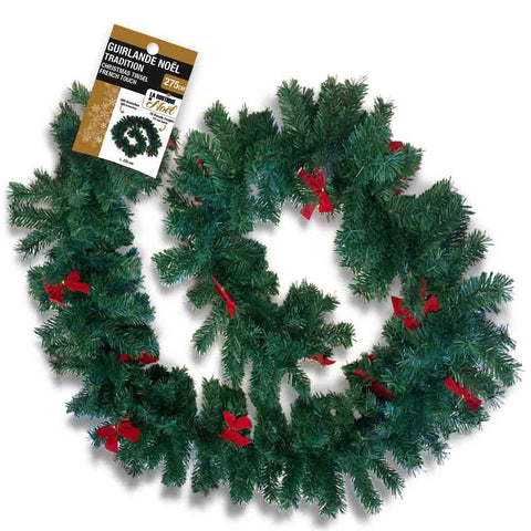 GUIRLANDE SAPIN NŒUDS ROUGES 300 BRANCHES (1)