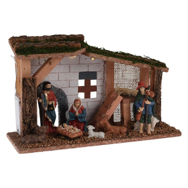 CRÈCHE AVEC 7 SANTONS ET 5 LED (1)