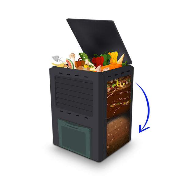 COMPOSTEUR CARRÉ PLASTIQUE 300L (10)