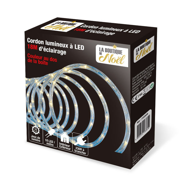 CORDON LUMINEUX ÉLECTRIQUE 18M BLANC FROID & CORDON LUMINEUX ÉLECTRIQUE 18M BLANC CHAUD