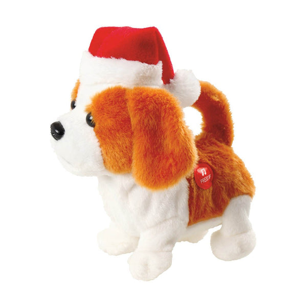 PELUCHE AUTOMATE CHIEN DE NOËL À PILES BLANC