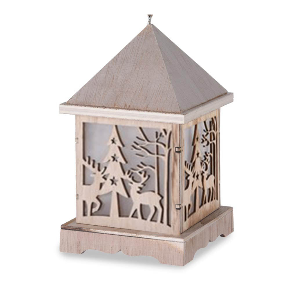LANTERNE LED EN BOIS 16 CM