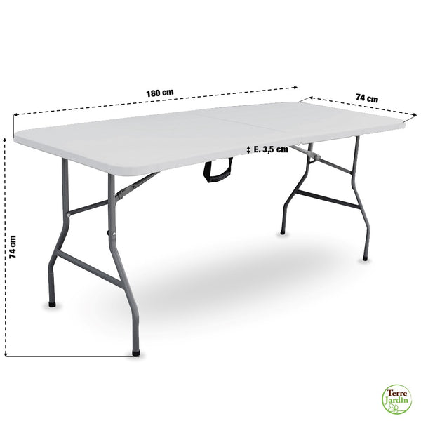 Lot table pliante 8 personnes blanche + 2 bancs 4 pers (3)